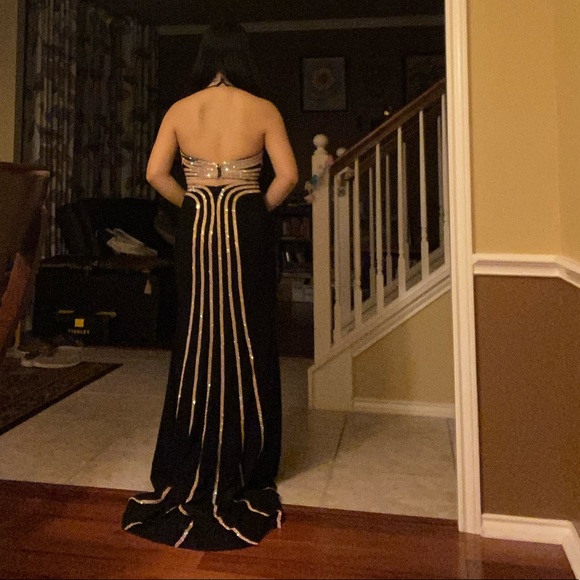 Jovani black and gold two piece formal/ prom gown - Picture 3 of 8